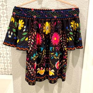 Colorful on or off the shoulder top